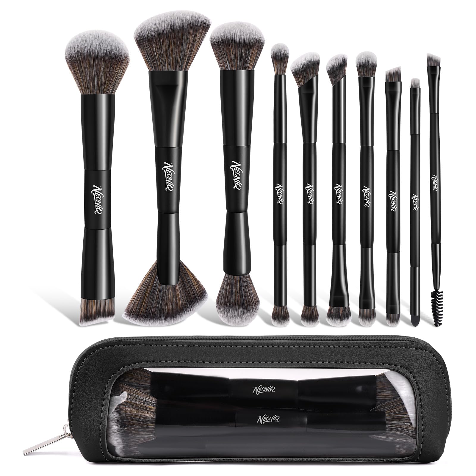 Amazon.com: NEONIQ 10 PCS Travel Makeup Brush Set With Bag, Makeup